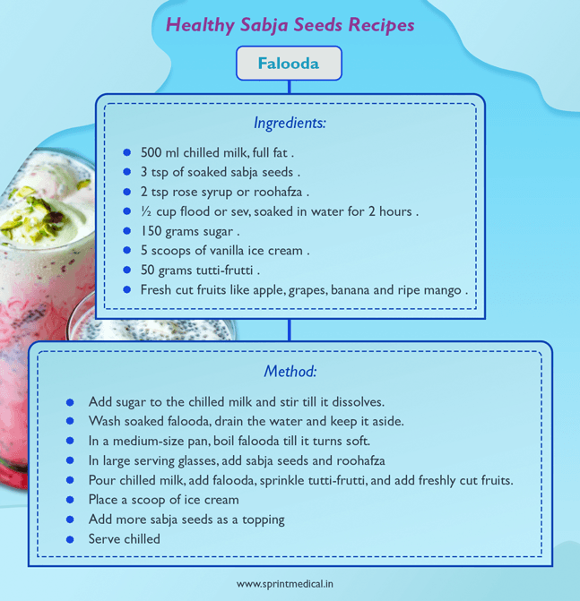 Healthy Sabja Seeds Recipes Falooda