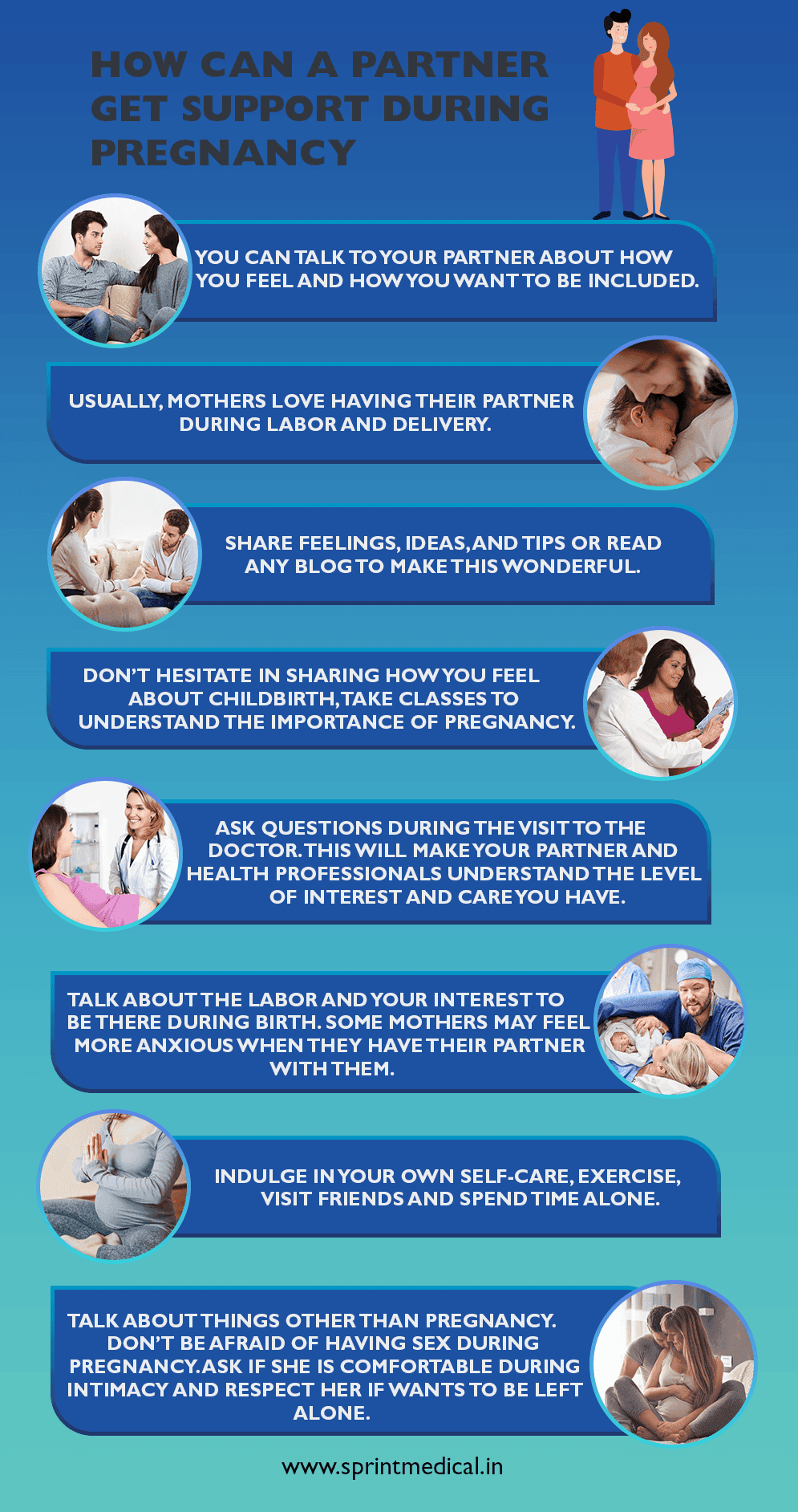 How can a partner get support during pregnancy