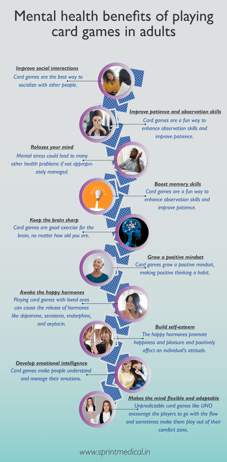 Mental health benefits of playing card games in adults