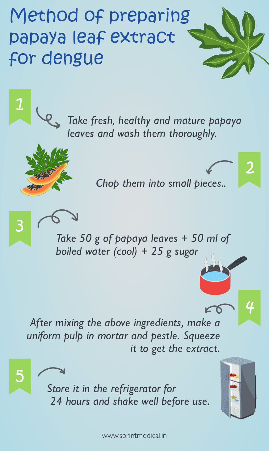 Method of preparing papaya leaf extract for dengue