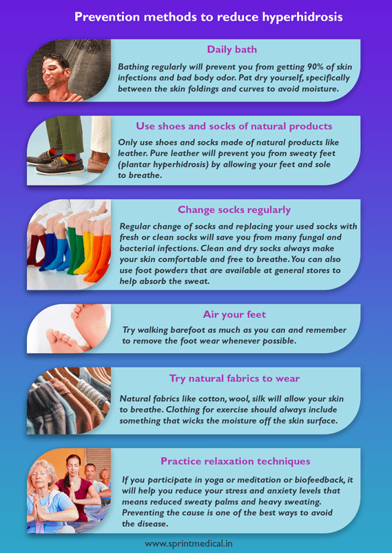 Prevention methods to reduce hyperhidrosis