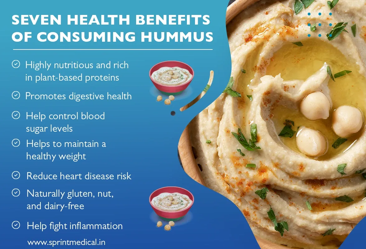 Seven health benefits of consuming hummus