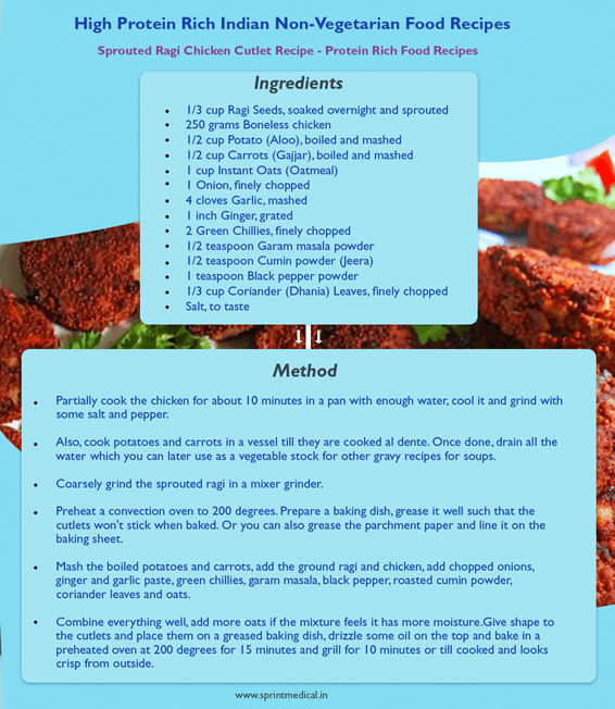 Sprouted Ragi Chicken Cutlet Recipe - Protein Rich Food Recipes