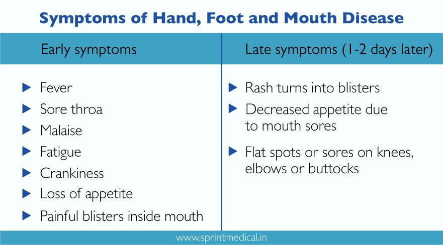 Symptoms of Hand, Foot and Mouth Disease