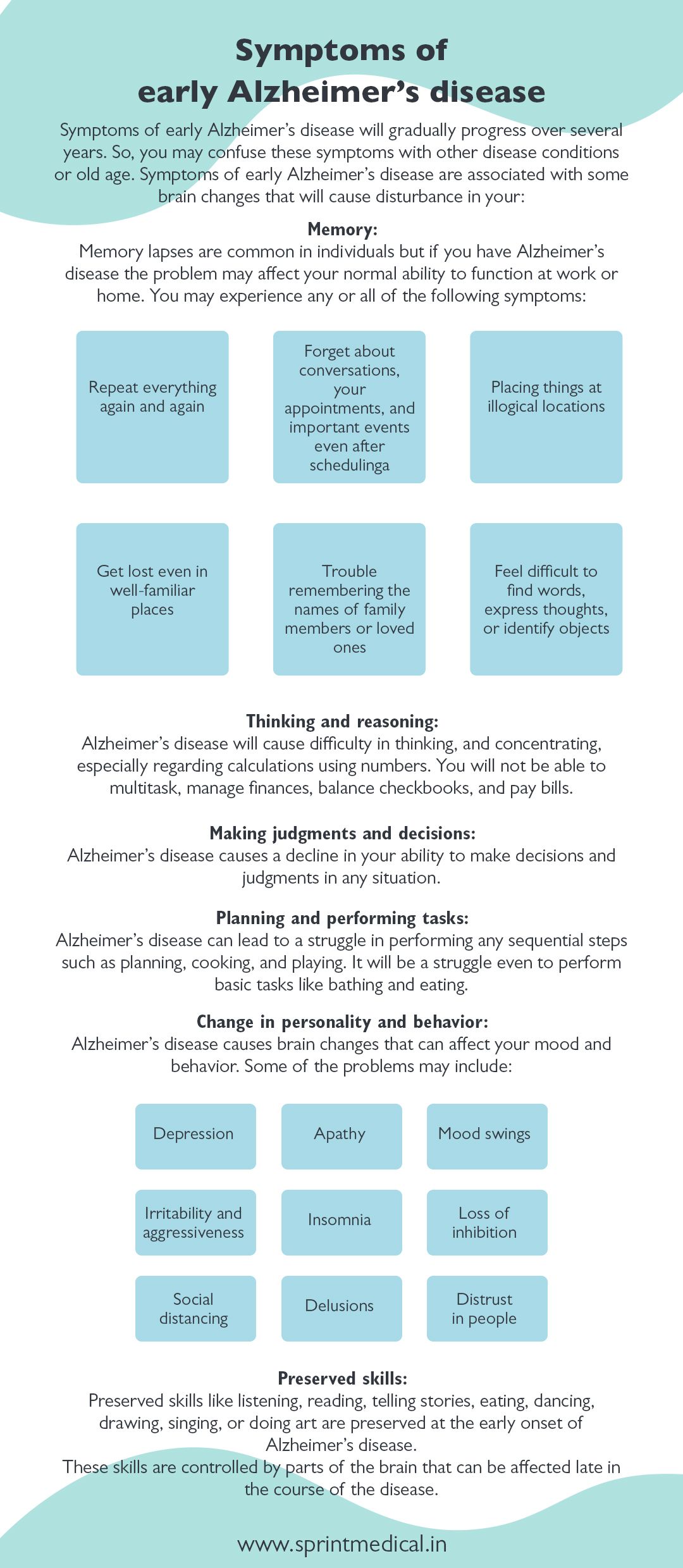 Symptoms of early Alzheimer’s disease