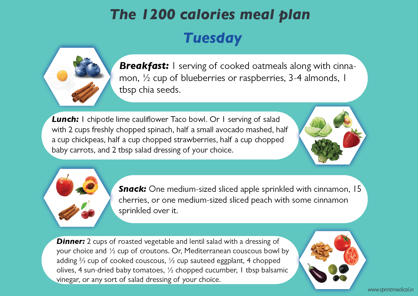 The 1200 calories meal plan-Tuesday