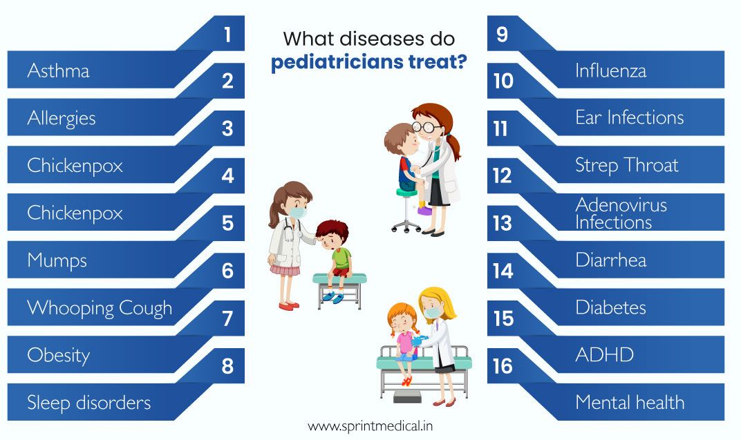 What diseases do pediatricians treat