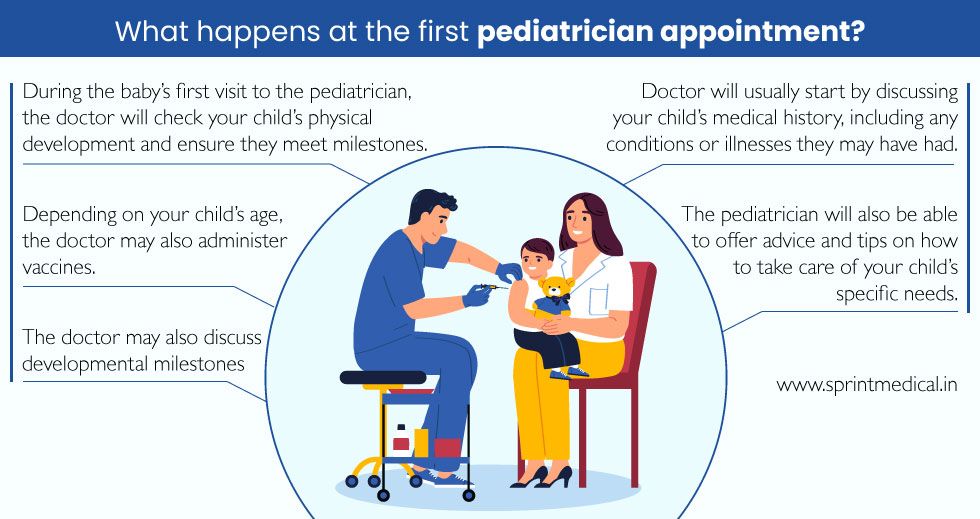 What happens at the first pediatrician appointment?